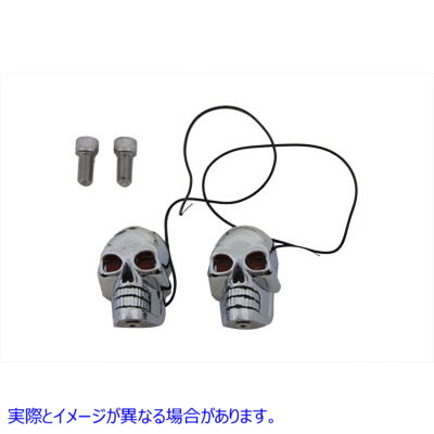 33-2146 2 インチ クローム スカル マーカー ランプ 取寄せ Vツイン 2 inch Chrome Skull Marker Lamp (検索用／