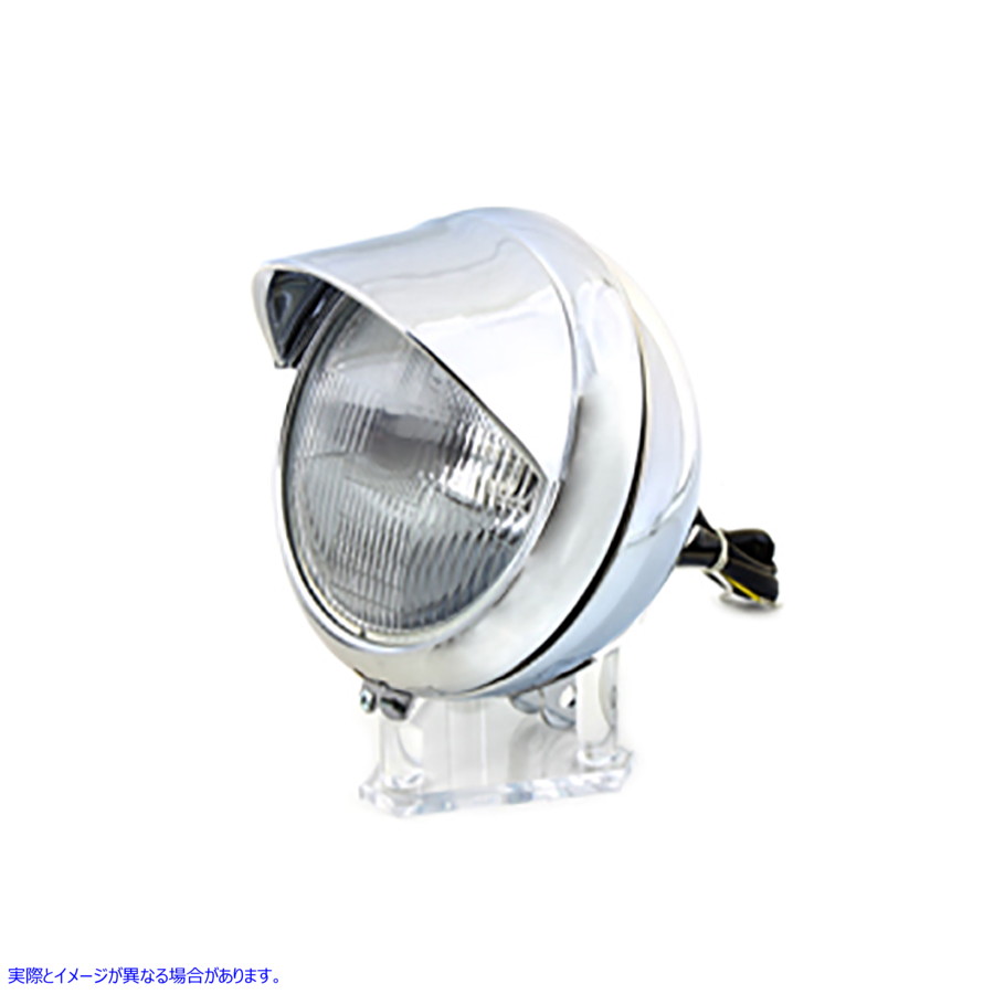 33-2196 レプリカ 7 インチ ヘッドランプ アセンブリ (バイザー付き) 取寄せ Vツイン Replica 7 inch Headlamp Assembly with Vi