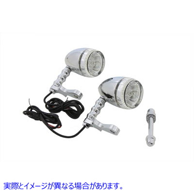 33-2225 ブレットウインカーセット ヘッドランプマウント付き 取寄せ Vツイン Bullet Turn Signal Set with Headlamp Mount (検
