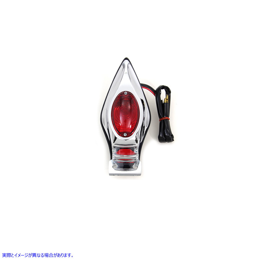 33-3036 クローム ティアドロップ バルブ テールランプ アセンブリ (レッド レンズ付き) 取寄せ Vツイン Chrome Teardrop Bulb T