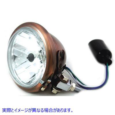 33-4073 4-1/2 インチ銅製 H-3 丸型ヘッドランプ 取寄せ Vツイン 4-1/2 inch Copper H-3 Round Headlamp (検索用／