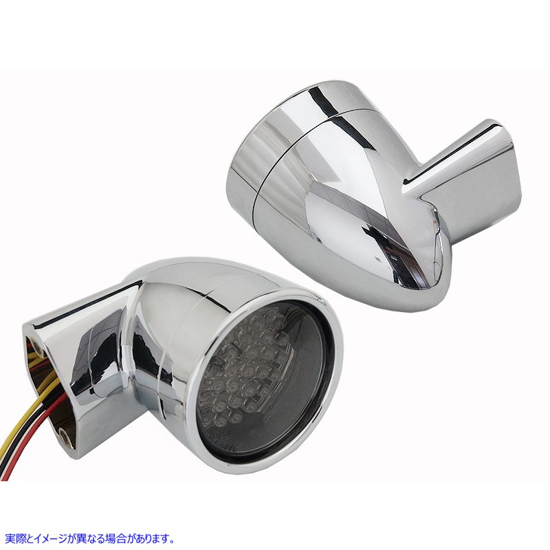 33-5014 クローム Revox ブレット スタイル LED フロント ウインカー セット 取寄せ Vツイン Chrome Revox Bullet LED Front Tur