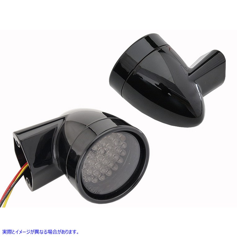 33-5017 ブラック Revox ブレット スタイル LED フロント ウインカー セット 取寄せ Vツイン Black Revox Bullet LED Front Turn