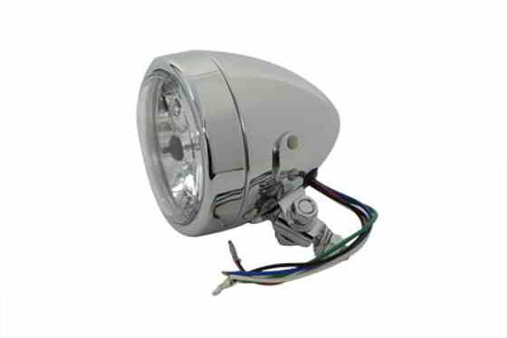 33-6064 工場サンプル 4 インチ丸型ヘッドランプ 12 ボルト クローム 取寄せ Vツイン Factory Sample 4 inch Round Headlamp 12