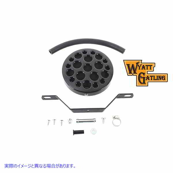 34-0010 ワイアット ガトリング ブラック ドリルド エア クリーナー 取寄せ Vツイン Wyatt Gatling Black Drilled Air Cleaner (