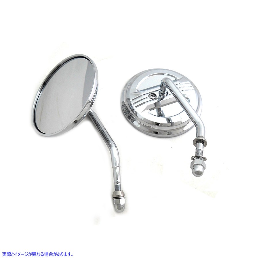 34-0018 エアフローミラーセット スチールステム付き クローム 取寄せ Vツイン Air Flow Mirror Set with Steel Stems Chrome (