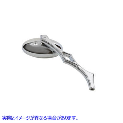 34-0124 ビレットダイヤモンドステム付きクロームオーバルミラー 取寄せ Vツイン Chrome Oval Mirror with Billet Diamond Stem