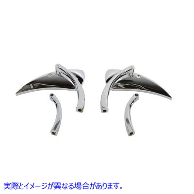 34-0136 ソリッドビレットステム付きクロームティアドロップミラーセット 取寄せ Vツイン Chrome Teardrop Mirror Set with Soli