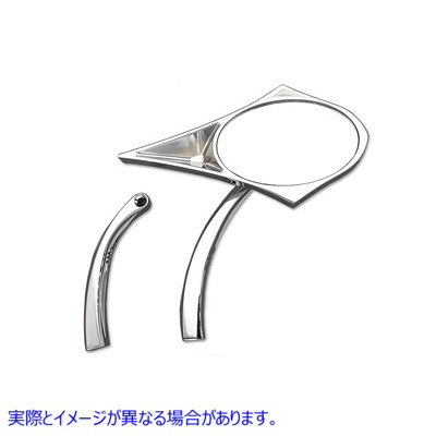 34-0138 ソリッドビレットステム付きクロームスパイクオーバルミラー 取寄せ Vツイン Chrome Spike Oval Mirror with Solid Bill