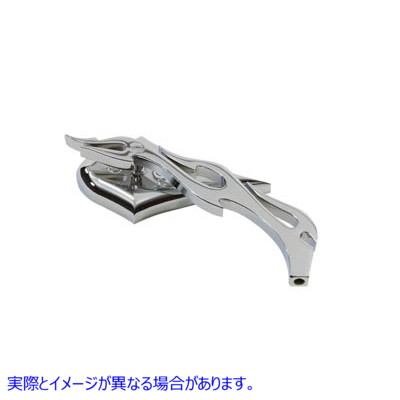 34-0140 ビレットフレームステム付きクロームスパイクオーバルミラー 取寄せ Vツイン Chrome Spike Oval Mirror with Billet Fla