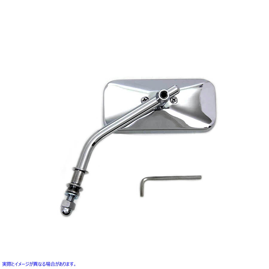 34-0290 クローム長方形ミラー 取寄せ Vツイン Chrome Rectangle Mirror (検索用／