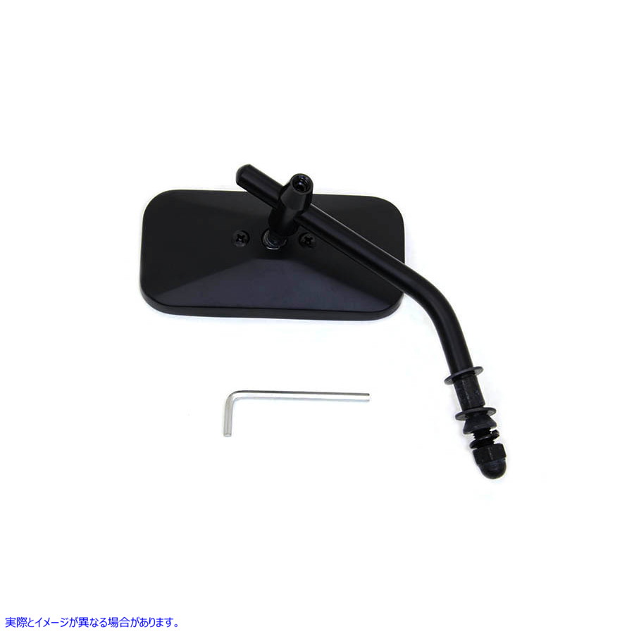 34-0291 黒の長方形ミラー 取寄せ Vツイン Black Rectangle Mirror (検索用／