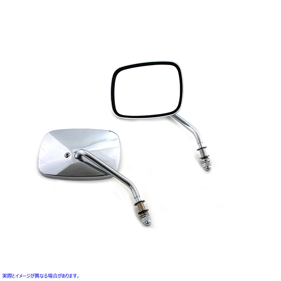 34-0295 ショートステムクローム付きレプリカスイベルミラーセット 取寄せ Vツイン Replica Swivel Mirror Set with Short Stem