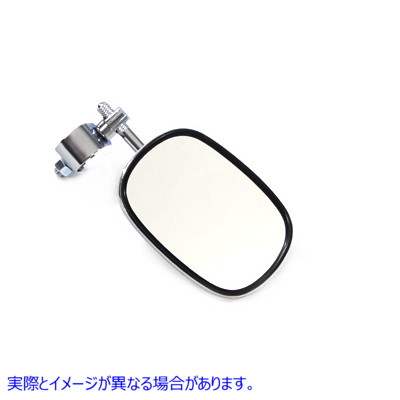 34-0302 クランプオンステム付きクローム長方形ミラー 取寄せ Vツイン Chrome Rectangle Mirror with Clamp On Stem (検索用／19
