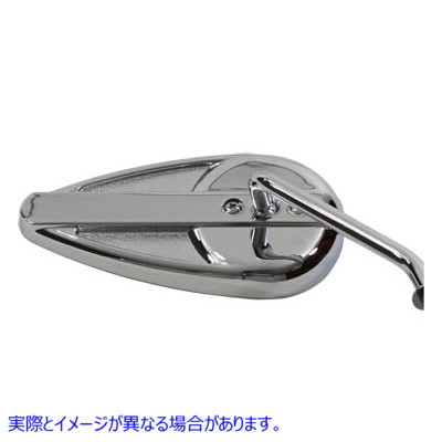 34-0330 ラウンドステム付きティアドロップミラーセット クローム 取寄せ Vツイン Teardrop Mirror Set with Round Stems Chrome