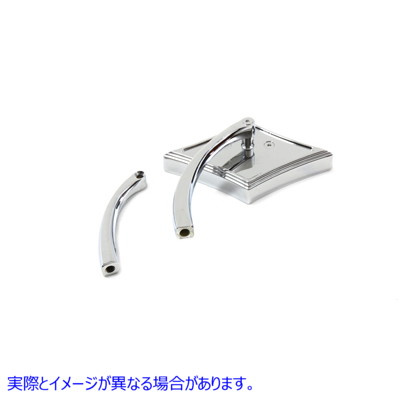 34-0344 ビレットステムクロームダイヤモンドミラー 取寄せ Vツイン Diamond Mirror with Billet Stem Chrome (検索用／