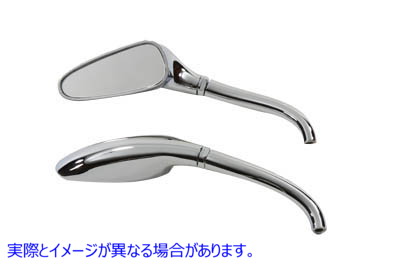 34-0350 3D スタイル ミラー セット ラウンド ステム クローム 取寄せ Vツイン 3D Style Mirror Set with Round Stems Chrome (