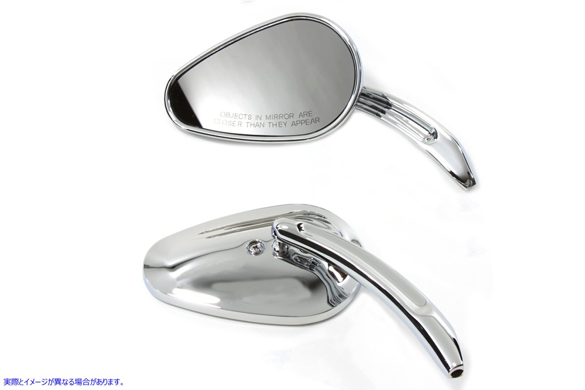 34-0354 ビレット彫刻ステム付きバレットミラーセット クローム 取寄せ Vツイン Bullet Mirror Set with Billet Sculpted Stems
