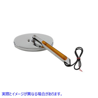 34-0387 ライト付きステム付きラウンドミラーダイキャスト 取寄せ Vツイン Round Mirror Die Cast with Lighted Stem (検索用／