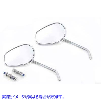 34-0402 【廃番】 ラウンドステム付き長方形ミラーセット 取寄せ Vツイン Rectangle Mirror Set with Round Stems (検索用／