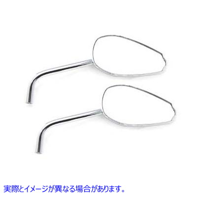 34-0404 【廃番】 ラウンドステム付きティアドロップミラーセット 取寄せ Vツイン Teardrop Mirror Set with Round Stems (検索