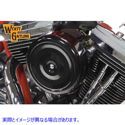 34-0406 ワイアット ガトリング 7 インチ ラウンド エア クリーナー ブラック カバー付き 取寄せ Vツイン Wyatt Gatling 7 inch