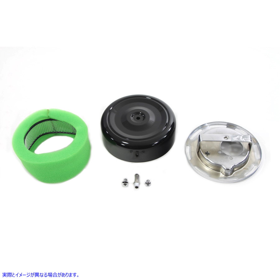 34-0408 7 インチ ラウンド エア クリーナー ブラック カバー付き 取寄せ Vツイン 7 inch Round Air Cleaner With Black Cover (