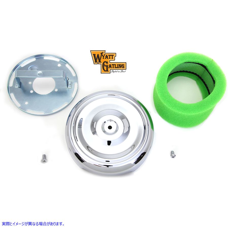 34-0415 ワイアット ガトリング 8インチ ラウンド エアクリーナー クローム 取寄せ Vツイン Wyatt Gatling 8 inch Round Air Cle