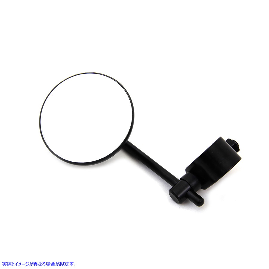 34-0418 ステム上のクランプ付きブラック 3 インチ丸型ミニミラー 取寄せ Vツイン Black 3 inch Round Mini Mirror with Clamp o