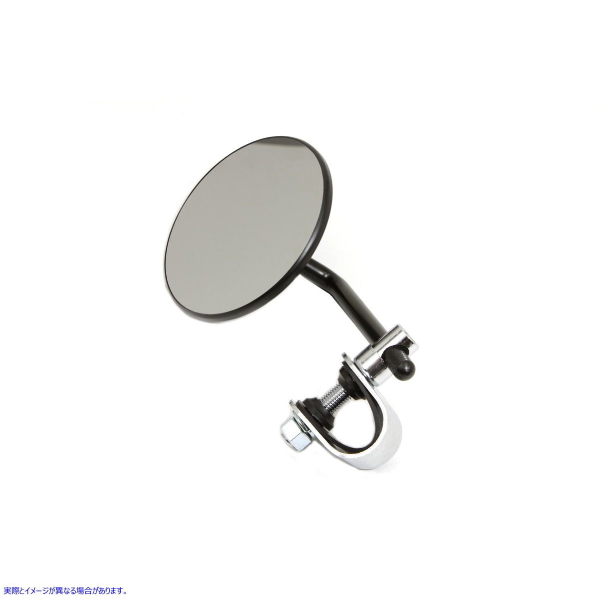34-0426 4インチ ラウンドミラー クランプ付き ブラックスチール 取寄せ Vツイン 4 inch Round Mirror with Clamp Black Steel (