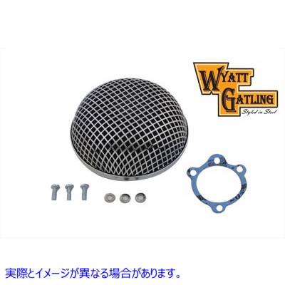 34-0501 ワイアット ガトリング クローム ラウンドメッシュ エアクリーナー 取寄せ Vツイン Wyatt Gatling Chrome Round Mesh Ai