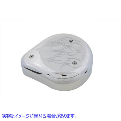 34-0511 ティアドロップ エアクリーナー フレイムス クローム 取寄せ Vツイン Teardrop Air Cleaner with Flames Chrome (検索用