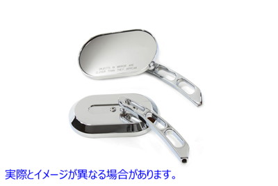 34-0675 長方形ミラーセット クロームビレット 取寄せ Vツイン Oblong Mirror Set Chrome Billet (検索用／91965-98