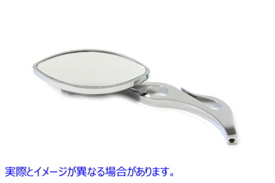 34-0720 ドルイドミラーオーバルスタイル、フレームビレットステム付き 取寄せ Vツイン Druid Mirror Oval Style with Flame Bil