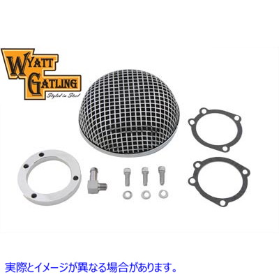 34-0732 ワイアット ガトリング ラウンドメッシュ エアクリーナー クローム 取寄せ Vツイン Wyatt Gatling Round Mesh Air Clean