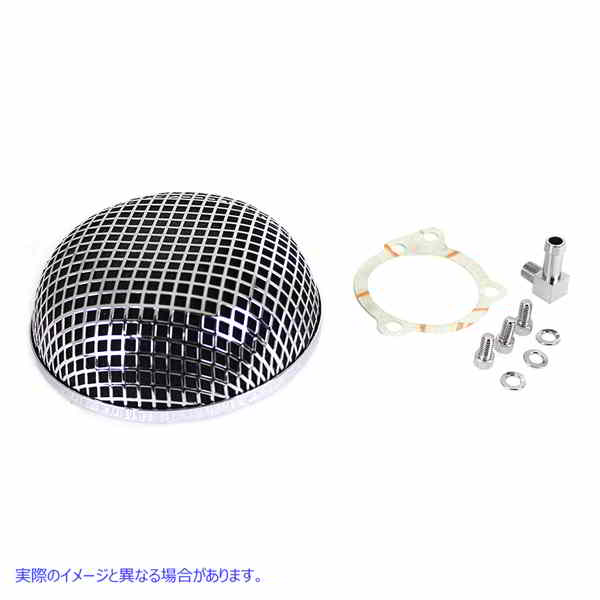 34-0733 ワイアット ガトリング ラウンドメッシュ エアクリーナー クローム 取寄せ Vツイン Wyatt Gatling Round Mesh Air Clean