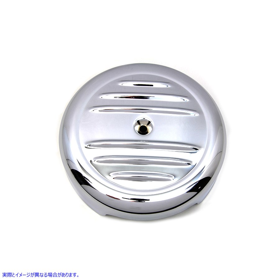 34-0744 8インチクロームストライプエアクリーナーカバー 取寄せ Vツイン 8 inch Chrome Stripe Air Cleaner Cover (検索用／