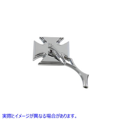 34-0752 ダイヤモンドビレットステム付きクロームマルタミラー 取寄せ Vツイン Chrome Maltese Mirror with Diamond Billet Stem