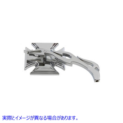 34-0753 ビレットフレームステム付きクロムマルタミラー 取寄せ Vツイン Chrome Maltese Mirror with Billet Flame Stem (検索用