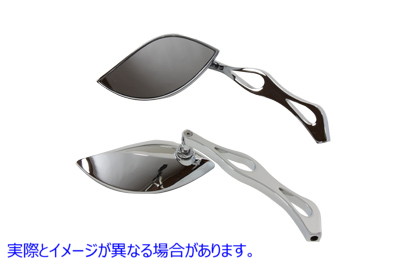 34-0777 ビレットティアドロップステム付きバロックミラーセット 取寄せ Vツイン Baroque Mirror Set with Billet Teardrop Stem