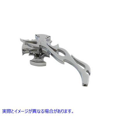 34-0788 ローターミラークローム、ビレットフレームステム付き 取寄せ Vツイン Rotar Mirror Chrome with Billet Flame Stem (検