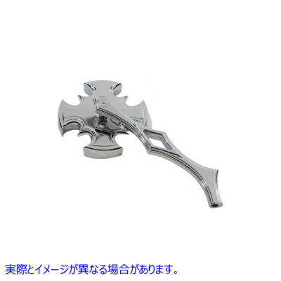 34-0790 ローターミラークローム、ビレットダイヤモンドステム付き 取寄せ Vツイン Rotar Mirror Chrome with Billet Diamond St