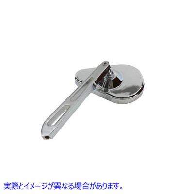 34-0793 ティアドロップミラークローム、ビレットスロットステム付き 取寄せ Vツイン Teardrop Mirror Chrome with Billet Slott