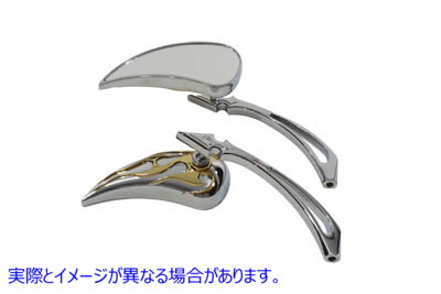 34-0870 クロームビレットティアドロップミラーセット 取寄せ Vツイン Chrome Billet Teardrop Mirror Set (検索用／