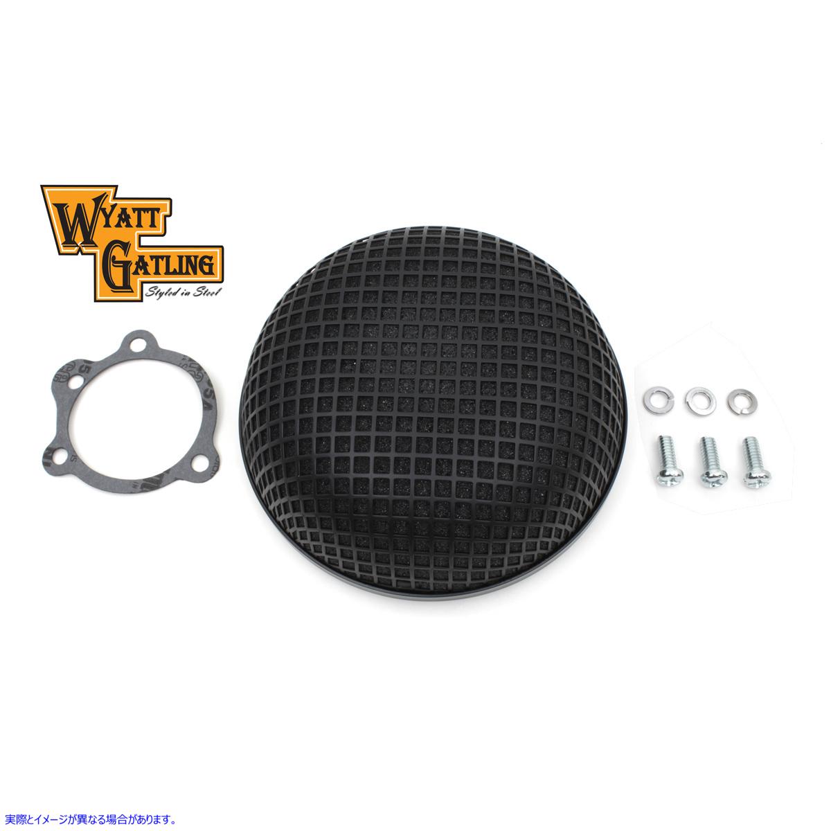 34-1325 ワイアット ガトリング ブラック ラウンド メッシュ エア クリーナー 取寄せ Vツイン Wyatt Gatling Black Round Mesh A