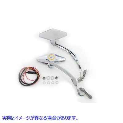34-1378 ビレットステム付きダイヤモンドシェイプミラーセット 取寄せ Vツイン Diamond Shape Mirror Set with Billet Stems (検