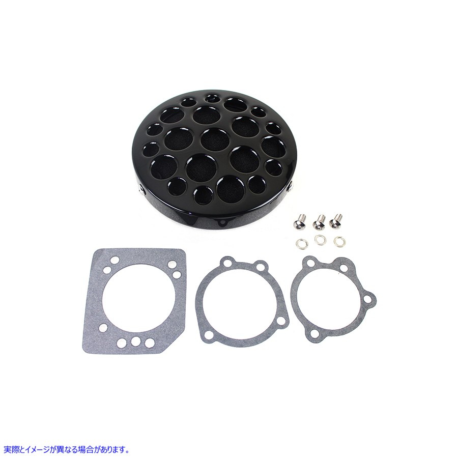 34-1419 ワイアット ガトリング ブラック ドリルド CV エア クリーナー 取寄せ Vツイン Wyatt Gatling Black Drilled CV Air Cle