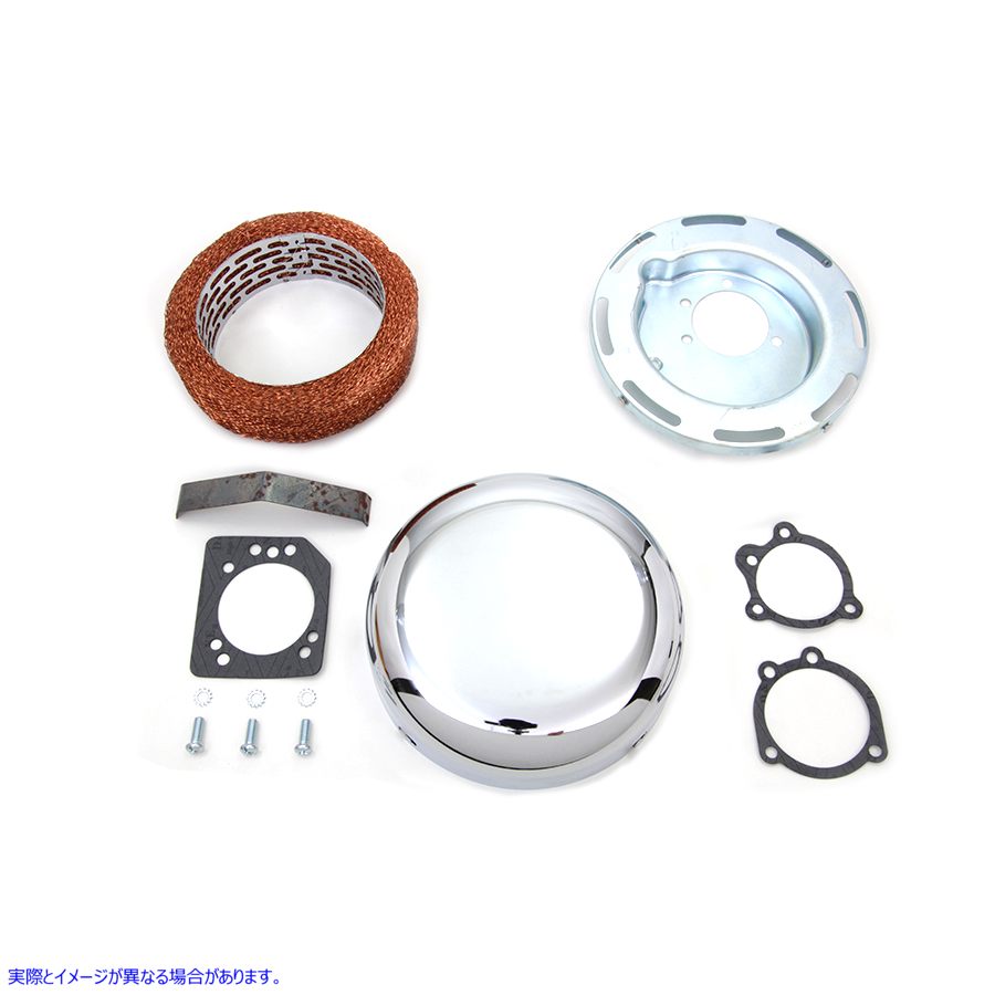 34-1442 7 インチ ラウンド エア クリーナー アセンブリ クローム 取寄せ Vツイン 7 inch Round Air Cleaner Assembly Chrome (
