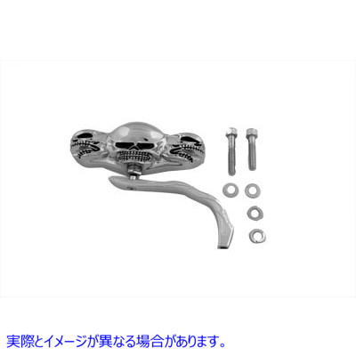 34-1564 3 スカルミラー、ビレットワームステム付き 取寄せ Vツイン 3 Skull Mirror with Billet Worm Stem (検索用／