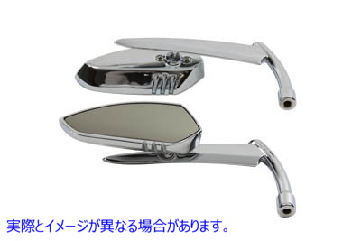 34-1566 ティアドロップ アパッチ スタイル ミラー セット ビレット クローム 取寄せ Vツイン Teardrop Apache Style Mirror Set